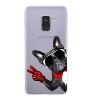 PrintiFy Samsung Galaxy A8 2018 ile Uyumlu 1mm Slim Fit Köpek 2 050e Baskılı Şeffaf  Kılıf