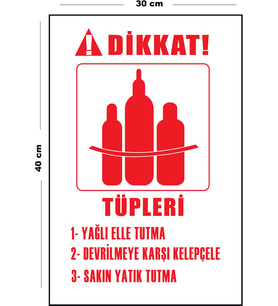 Metal Dikkat Tüpleri Yağlı Elle Tutma 30 cm x 40 cm A3 Büyüklüğünde Uyarı Levhası Yönlendirme Tabela