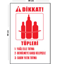 Metal Dikkat Tüpleri Yağlı Elle Tutma 30 cm x 40 cm A3 Büyüklüğünde Uyarı Levhası Yönlendirme Tabela