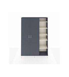 Arges Dolap 7 Raflı 2 Kapaklı Tek Askılı 132x30x195 Antrasit-Antrasit/Aytaşı