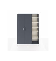 Arges Dolap 7 Raflı 2 Kapaklı Tek Askılı 132x30x195 Antrasit-Antrasit/Aytaşı