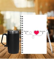 Sevgiliye Özel Ahşap Defter Kalem & Termos Mug Hediye Seti