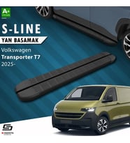 S-Dizayn Volkswagen Transporter T7 Uzun Şase S-Line Siyah Yan Basamak 263 Cm 2025 Üzeri A+ Kalite