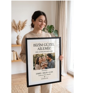 Kişiye Özel Aile Fotoğraflı Çerçeve Anne Baba Çocuk Hatıra Dekoratif Ev Hediyesi Anlamlı Tablo