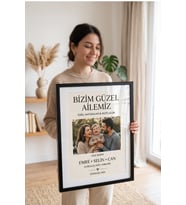 Kişiye Özel Aile Fotoğraflı Çerçeve Anne Baba Çocuk Hatıra Dekoratif Ev Hediyesi Anlamlı Tablo