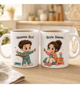 Kişiye Özel Hanımın Beyi – Beyin Hanımı İsimli İkili Kupa Seti