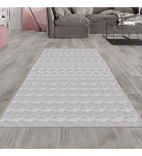 Gri Eskitme Desen Yıkanabilir Kaymaz Taban Leke Tutmaz Modern Salon Halısı ve Yolluk