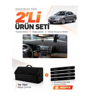 SUBARU LEGACY (2003-2009) Uyumlu Torpido Örtüsü + Tay Tüyü Bagaj Çantası + Sticker Seti - Siyah