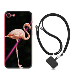 Apple iPhone 5 6 7 8 Plus Se XR Kılıf Boyun Askılı Silikon Line Filamingo 1776
