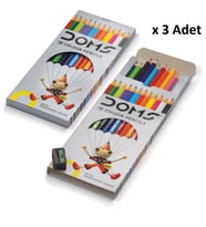 Doms Kuru Boya Kalemi 12 Renk Tam Boy x 3 Adet