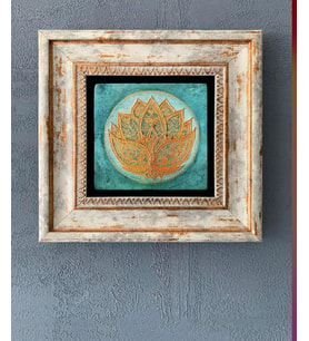 Çerçeveli Taş Duvar Dekoru 20x20 Lotus Çiçeği