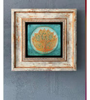 Çerçeveli Taş Duvar Dekoru 20x20 Lotus Çiçeği