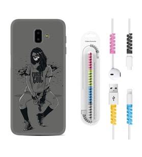 Samsung J6 Plus J7 Prime J7 Pro M20 Kılıf Kablo Koruma Spiral Silikon Purest Evil 1627
