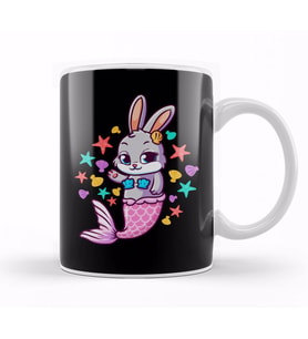 Cute Bunny Mermaid Swimming Bunnies Kupa Bardak Porselen