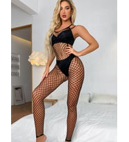 Fastieshop Ayaksız Fileli Vücut Çorabı (Siyah)