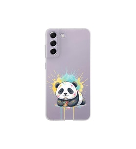 Samsung Galaxy S21 FE ile Uyumlu Splash Panda Tasarımlı Şeffaf Silikon Kılıf