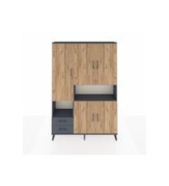 Arges Dolap 10 Raflı 2 Çekmeceli 5 Kapaklı 132x30x195 Antrasit-Çam/Antrasit
