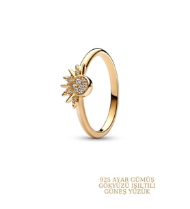 Elika Silver 925 Ayar Gümüş Gökyüzü Işıltılı Güneş Yüzük Ayarlanabilir