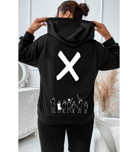 Unisex Design X Baskılı Sweatshirt (Siyah)