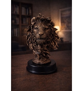 Bronz Aslan Büst Dekoratif Obje – Güç, Liderlik ve Asalet Simgesi  13×9 cm Masaüstü Biblo