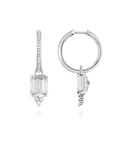 Pırlanta Zirkon Sallantılı Yarımtur Halka Kadın Gümüş Küpe 17 MM (Beyaz)