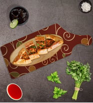 BK Gift Retro Motif Tasarımlı Dikdörtgen Şeklinde Doğal Ahşap Servis ve Sunum Tabağı Model 1