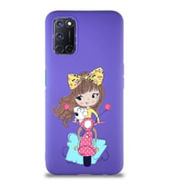 Oppo A52 Soft Premier Kapak Vespagirl Tasarımlı Silikon Kılıf - Mor (Şeffaf)