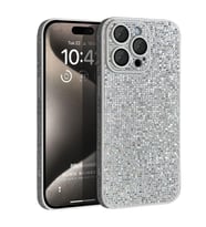 Microsonic Apple iPhone 16 Pro Max Kılıf Bling Rhinestones Gümüş (Gümüş)