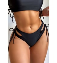 Angelsin Özel Tasarım Yandan Bağlamalı Bikini Altı (Siyah)