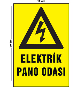 Metal Elektrik Pano Odası 15 Cm x 20 Cm Uyarı Levhası Yönlendirme Tabelası