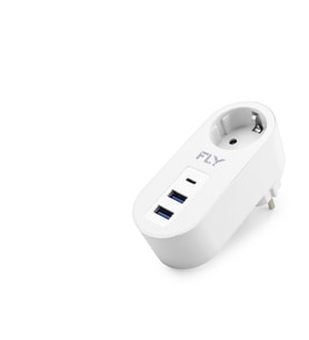 Topraklı Termal Akım Korumalı Priz Adaptörü 2 Usb 1 Type-c 3400-01