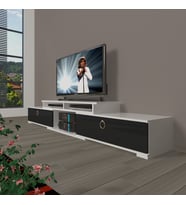 Decoraktiv Flex 130 Mdf Gold Tv Ünitesi Tv Sehpası - Beyaz Siyah (Siyah - Beyaz)