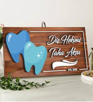 BK Gift Kişiye Özel Diş Hekimi Tasarımlı Dekoratif Ahşap Tabela