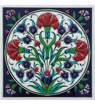 Armada Çini 10x10 Cm ED 105 Üç Karanfil Kütahya El dekoru Çini Pano