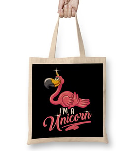 Adorable I m a Unicorn Flamingo Cute Animal Bez Çanta Uzun Saplı
