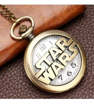 Star Wars Tasarımlı Quartz Köstekli Cep Saati (Gold)