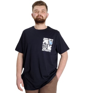 Mode XL Büyük Beden Erkek T-shirt AUTHENTIC 23140 Lacivert