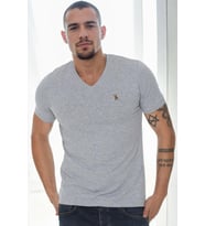 T9568 DEWBERRY V YAKA ERKEK T-SHIRT-GRİ