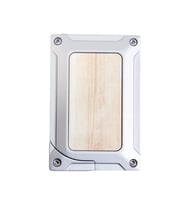 Caseti Tek Torch Pürmüz Gümüş Ahşap Desenli Metal Puro Çakmağı