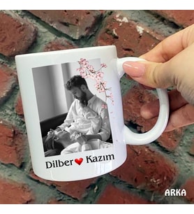 Size Özel Pembe Çiçekli  Resimli ve isimli Baskılı Kupa Bardaklar
