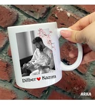 Size Özel Pembe Çiçekli  Resimli ve isimli Baskılı Kupa Bardaklar