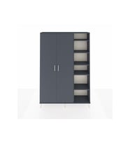 Arges Gardrop 7 Raflı 2 Kapaklı Tek Askılı 132x30x195 Antrasit-Antrasit