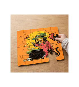 Kazanda İksir Yapan Cadı Tasarımlı 24 Parça Ahşap Çocuk Puzzle MPK0613