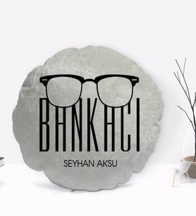 BK Gift Kişiye Özel İsimli Bankacı Tasarımlı Dekoratif Kırlent Yastık-10