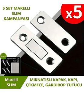 Marelli SLIM mıknatıslı kapak tutucu kapı, çekmece tutucu, çıt çıt 5 adet