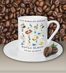 Kişiye Özel İlk Babalar Günü Temalı Beyaz Kahve Fincanı