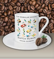 Kişiye Özel İlk Babalar Günü Temalı Beyaz Kahve Fincanı