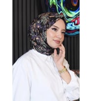 Orkide Desen Mor Soft Pamuk Eşarp (Standart)