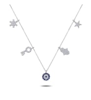 Zirkon Taşlı Sallantılı Şans Kolyesi (Gümüş)