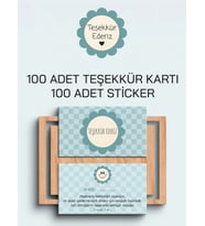 100 Adet Teşekkür Kartı ve 100 adet Teşekkür Sticker PYTKSVTK20